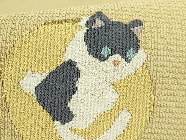 平和屋着物●極上　八寸名古屋帯　ネコ　猫　金糸　ゑり善扱い　逸品　未使用　DZAB5323kh6
