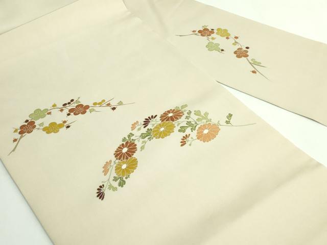 平和屋本店●極上　銀座　志ま亀　塩瀬　九寸名古屋帯　草花文　金彩　砂色地　逸品　DZAB5324kh6