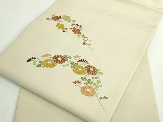 平和屋本店●極上　銀座　志ま亀　塩瀬　九寸名古屋帯　草花文　金彩　砂色地　逸品　DZAB5324kh6