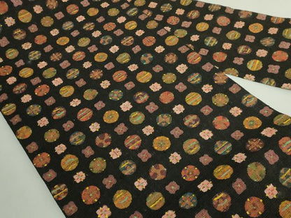 平和屋本店＊極上　夏物　工芸帯　九寸名古屋帯　自然布　黒地　逸品　DZAB5328kh6