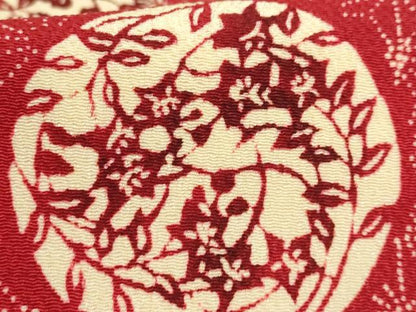 平和屋本店●極上　浦野理一　型染　つけ帯　花丸文　鬼しぼ縮緬　たとう紙付き　逸品　DZAB5333kh6