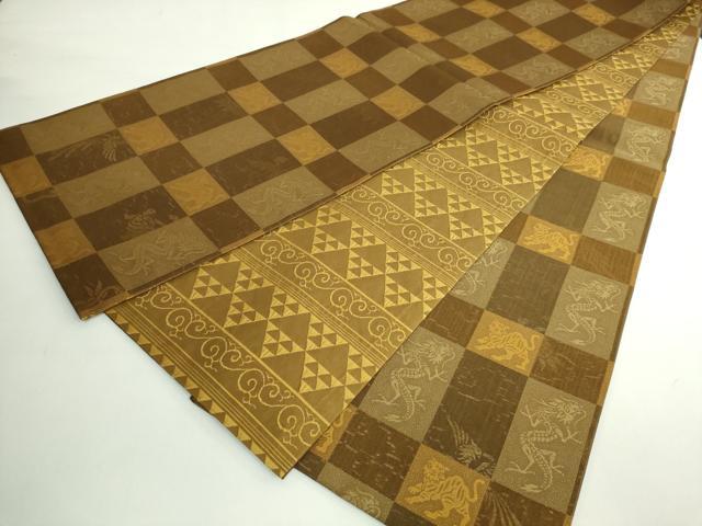 平和屋着物●極上　両面　全通柄袋帯　鳳凰　龍　亀　蛇　金銀彩　逸品　DZAB5336kh6