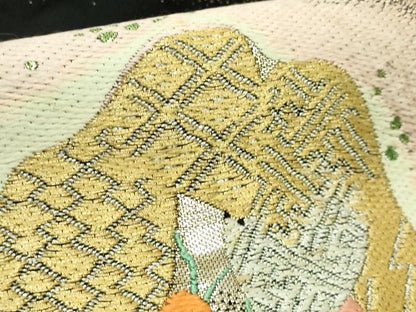平和屋本店●最高級　龍村平蔵製　六通柄　本袋帯　白雲虎紅錦　黒地　金銀糸　逸品　DZAB5340kh6