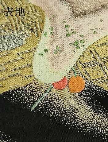 平和屋本店●最高級　龍村平蔵製　六通柄　本袋帯　白雲虎紅錦　黒地　金銀糸　逸品　DZAB5340kh6