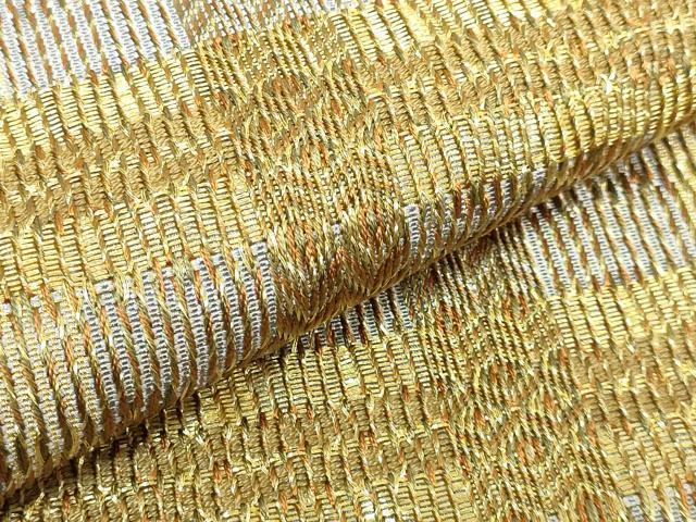 平和屋着物●極上　ひなや工房　くむ・あむ・おる　伊豆蔵明彦　組織　太鼓柄袋帯　格子　金糸　逸品　DZAB5346kh6