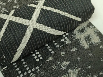 平和屋着物●極上　男性　角帯　幾何学文様　黒地　逸品　DZAB5347kh6