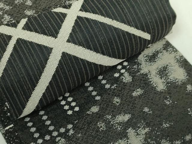 平和屋着物●極上　男性　角帯　幾何学文様　黒地　逸品　DZAB5347kh6