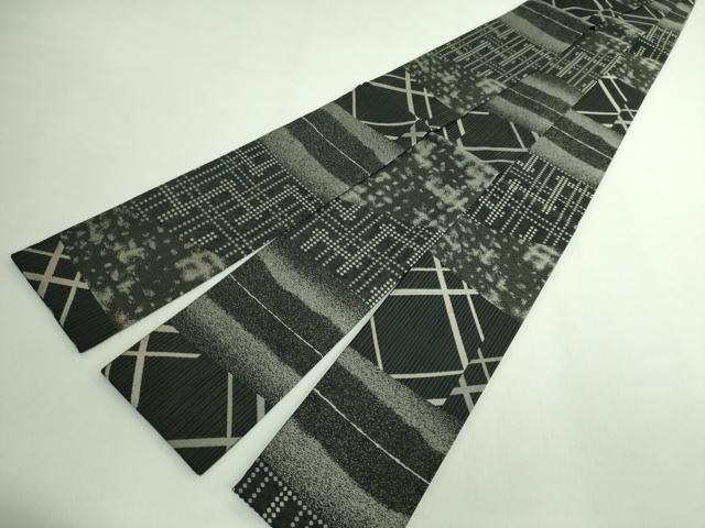 平和屋着物●極上　男性　角帯　幾何学文様　黒地　逸品　DZAB5347kh6