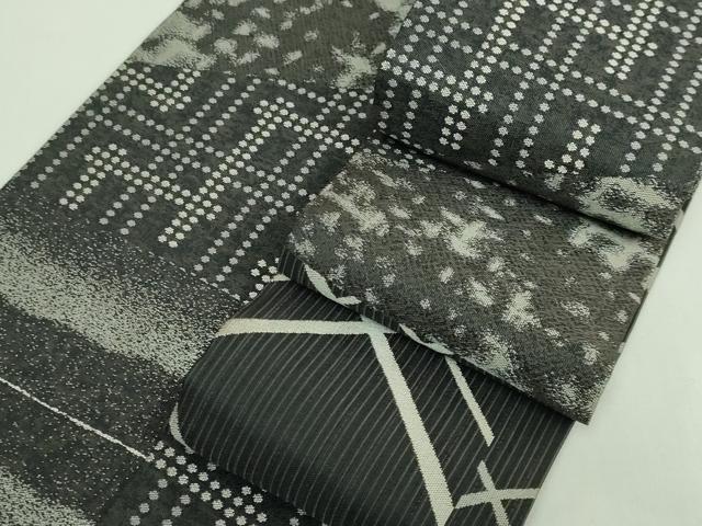 平和屋着物●極上　男性　角帯　幾何学文様　黒地　逸品　DZAB5347kh6