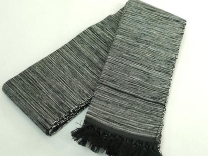 平和屋着物●極上　男性　角帯　紬地　黒地　逸品　DZAB5348kh6