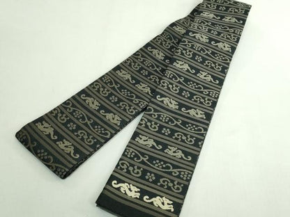 平和屋着物●極上　男性　角帯　龍　黒地　逸品　DZAB5350kh6
