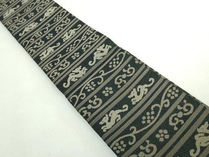 平和屋着物●極上　男性　角帯　龍　黒地　逸品　DZAB5350kh6