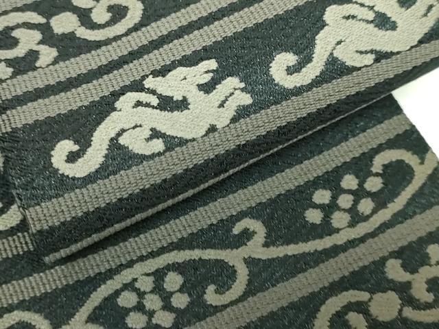 平和屋着物●極上　男性　角帯　龍　黒地　逸品　DZAB5350kh6