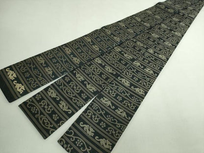 平和屋着物●極上　男性　角帯　龍　黒地　逸品　DZAB5350kh6