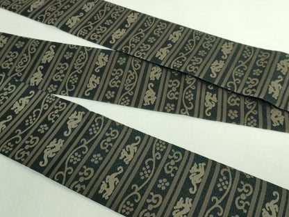 平和屋着物●極上　男性　角帯　龍　黒地　逸品　DZAB5350kh6