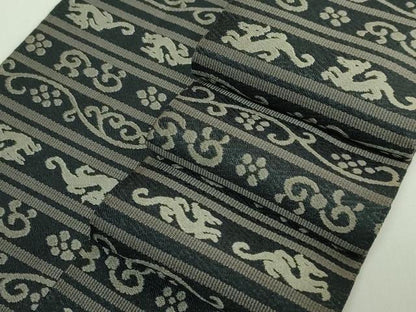 平和屋着物●極上　男性　角帯　龍　黒地　逸品　DZAB5350kh6