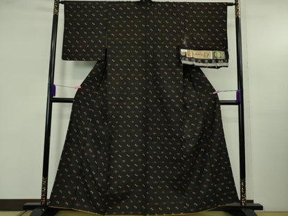 平和屋本店●極上　国指定重要無形文化財　本場久米島紬　神里チエ作　手織　草木染　泥染　証紙付き　逸品　DZAB5351kh6