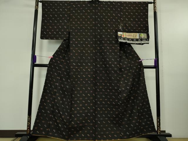 平和屋本店●極上　国指定重要無形文化財　本場久米島紬　神里チエ作　手織　草木染　泥染　証紙付き　逸品　DZAB5351kh6