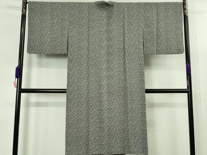 平和屋着物∞極上　道中着　ロング丈　単衣　花唐草文　黒×白　逸品　DZAB5362kh6