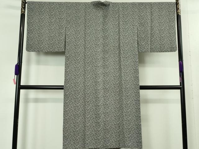 平和屋着物∞極上　道中着　ロング丈　単衣　花唐草文　黒×白　逸品　DZAB5362kh6