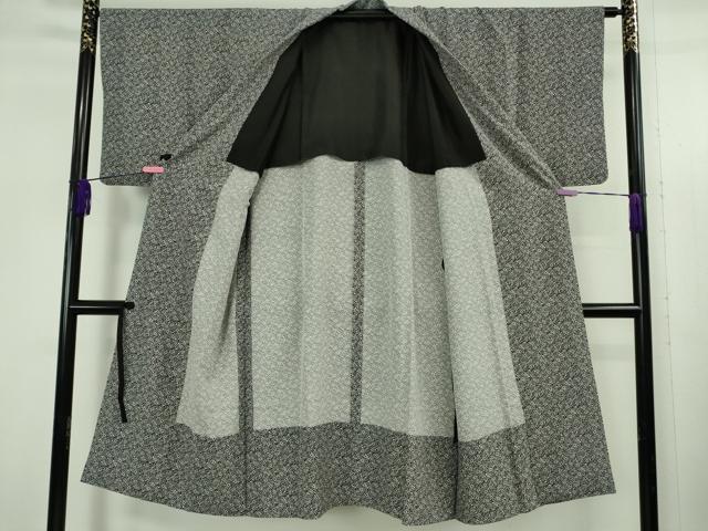 平和屋着物∞極上　道中着　ロング丈　単衣　花唐草文　黒×白　逸品　DZAB5362kh6