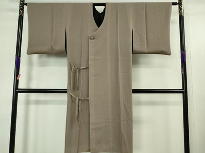 平和屋着物∞極上　道行コート　リバーシブル　スリーシーズン　春夏秋　塵除け　ロング丈　紋紗　格子　市松　黒地　逸品　DZAB5364kh6