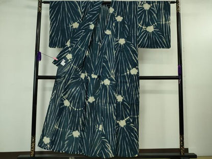 平和屋着物∴極上 夏物 浴衣 綿紅梅 舞花 褐返色地 やまと誂製 逸品 DZAB5372kh6