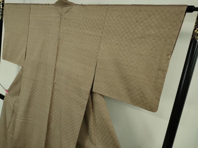 平和屋本店●極上　沖縄店頭織物　首里花織　紬　古屋英子作　手織　室口工房謹製　柴染色地　証紙付き　逸品　未使用　DZAB5373kh6