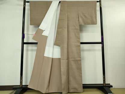 平和屋本店●極上　沖縄店頭織物　首里花織　紬　古屋英子作　手織　室口工房謹製　柴染色地　証紙付き　逸品　未使用　DZAB5373kh6