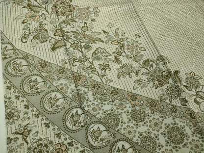 平和屋本店●極上　中国三大刺繍　スワトウ刺繍　汕頭刺繍　訪問着　天目織　更紗花唐草文　亜麻色地　金糸　金通し地　逸品　DZAB5375kh6