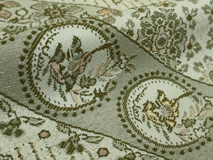 平和屋本店●極上　中国三大刺繍　スワトウ刺繍　汕頭刺繍　訪問着　天目織　更紗花唐草文　亜麻色地　金糸　金通し地　逸品　DZAB5375kh6