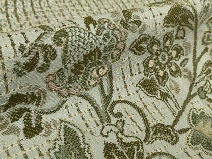 平和屋本店●極上　中国三大刺繍　スワトウ刺繍　汕頭刺繍　訪問着　天目織　更紗花唐草文　亜麻色地　金糸　金通し地　逸品　DZAB5375kh6