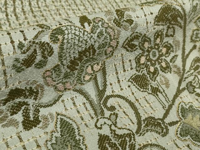 平和屋本店●極上　中国三大刺繍　スワトウ刺繍　汕頭刺繍　訪問着　天目織　更紗花唐草文　亜麻色地　金糸　金通し地　逸品　DZAB5375kh6