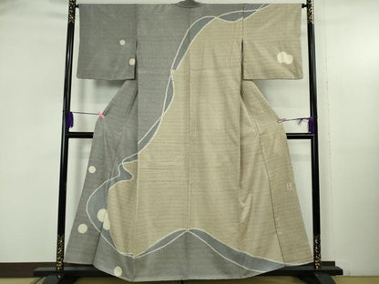平和屋着物●極上　奄美大島泥染色家　赤塚花穂　中国三大刺繍　スワトウ刺繍　汕頭刺繍　本場大島紬　訪問着　逸品　DZAB5376kh6
