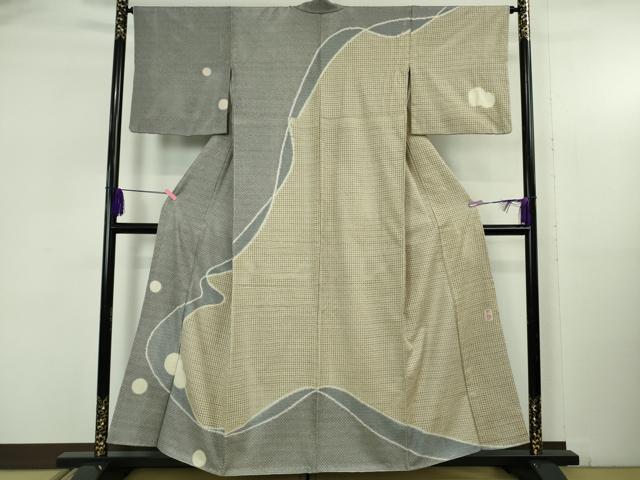 平和屋着物●極上　奄美大島泥染色家　赤塚花穂　中国三大刺繍　スワトウ刺繍　汕頭刺繍　本場大島紬　訪問着　逸品　DZAB5376kh6