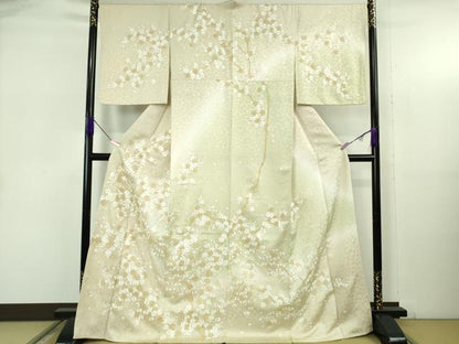 平和屋本店●極上　京都老舗　尾峨佐染繍　訪問着　総手刺繍　枝桜　暈し染め　金糸　逸品　DZAB5377kh6