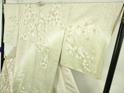 平和屋本店●極上　京都老舗　尾峨佐染繍　訪問着　総手刺繍　枝桜　暈し染め　金糸　逸品　DZAB5377kh6