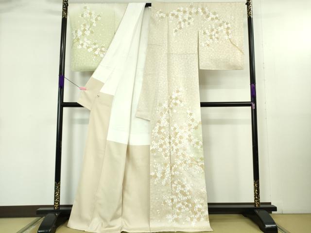 平和屋本店●極上　京都老舗　尾峨佐染繍　訪問着　総手刺繍　枝桜　暈し染め　金糸　逸品　DZAB5377kh6