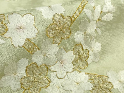 平和屋本店●極上　京都老舗　尾峨佐染繍　訪問着　総手刺繍　枝桜　暈し染め　金糸　逸品　DZAB5377kh6