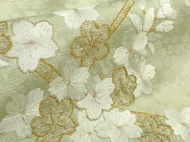 平和屋本店●極上　京都老舗　尾峨佐染繍　訪問着　総手刺繍　枝桜　暈し染め　金糸　逸品　DZAB5377kh6