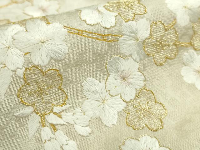 平和屋本店●極上　京都老舗　尾峨佐染繍　訪問着　総手刺繍　枝桜　暈し染め　金糸　逸品　DZAB5377kh6
