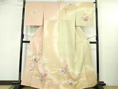 平和屋本店●極上　訪問着　駒刺繍　地紙　雪輪　吉祥花文　暈し染め　金彩　逸品　DZAB5379kh6
