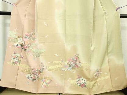 平和屋本店●極上　訪問着　駒刺繍　地紙　雪輪　吉祥花文　暈し染め　金彩　逸品　DZAB5379kh6