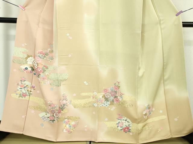 平和屋本店●極上　訪問着　駒刺繍　地紙　雪輪　吉祥花文　暈し染め　金彩　逸品　DZAB5379kh6