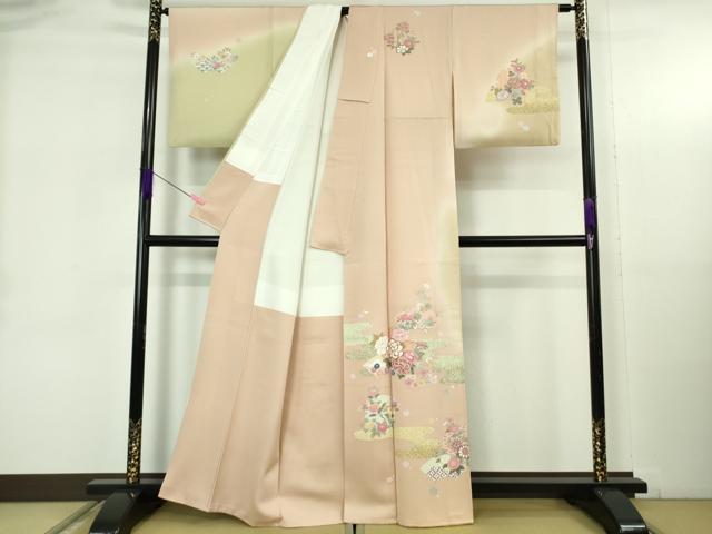 平和屋本店●極上　訪問着　駒刺繍　地紙　雪輪　吉祥花文　暈し染め　金彩　逸品　DZAB5379kh6