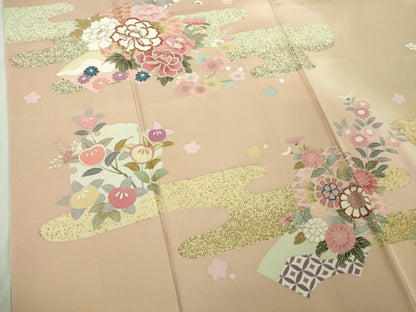 平和屋本店●極上　訪問着　駒刺繍　地紙　雪輪　吉祥花文　暈し染め　金彩　逸品　DZAB5379kh6