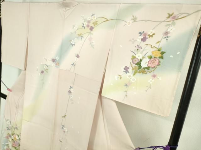 平和屋着物●極上　訪問着　友禅　作家物　雪輪花文　薄桜色地　暈し染め　逸品　未使用　DZAB5380kh6