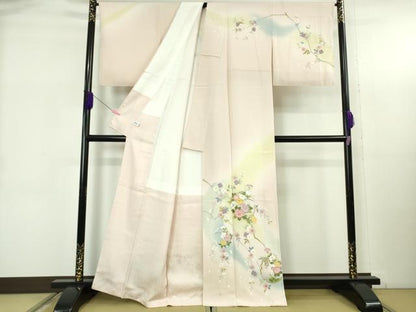 平和屋着物●極上　訪問着　友禅　作家物　雪輪花文　薄桜色地　暈し染め　逸品　未使用　DZAB5380kh6