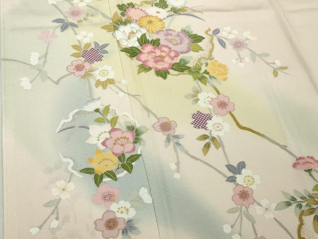 平和屋着物●極上　訪問着　友禅　作家物　雪輪花文　薄桜色地　暈し染め　逸品　未使用　DZAB5380kh6