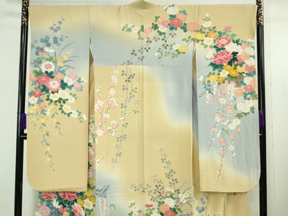 平和屋着物●極上　振袖　友禅　作家物　吉祥花文　暈し染め　逸品　DZAB5382kh6